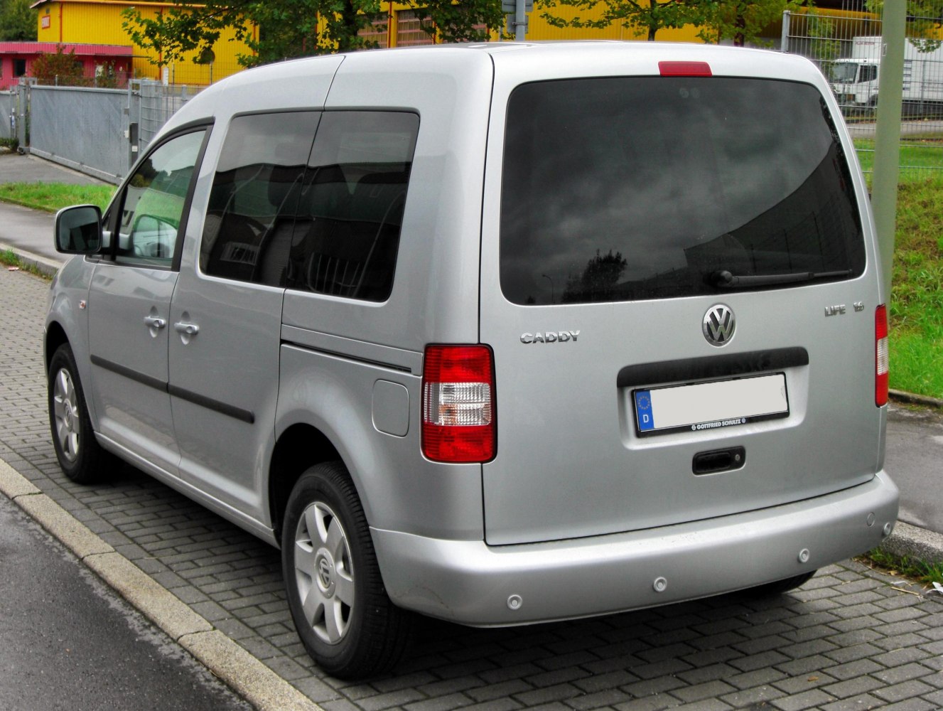 Rear view of silver van with tinted side and rear windows