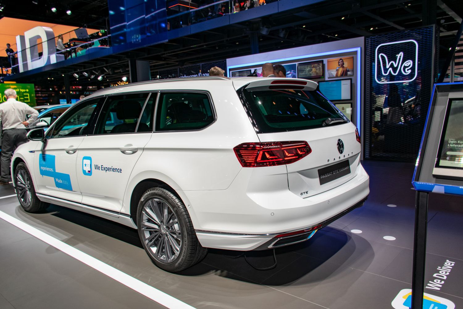 Rear side view of sleek station wagon with distinct taillights and alloy wheels