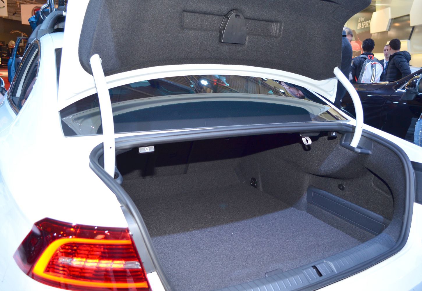 Open spacious trunk with clean interior lining.
