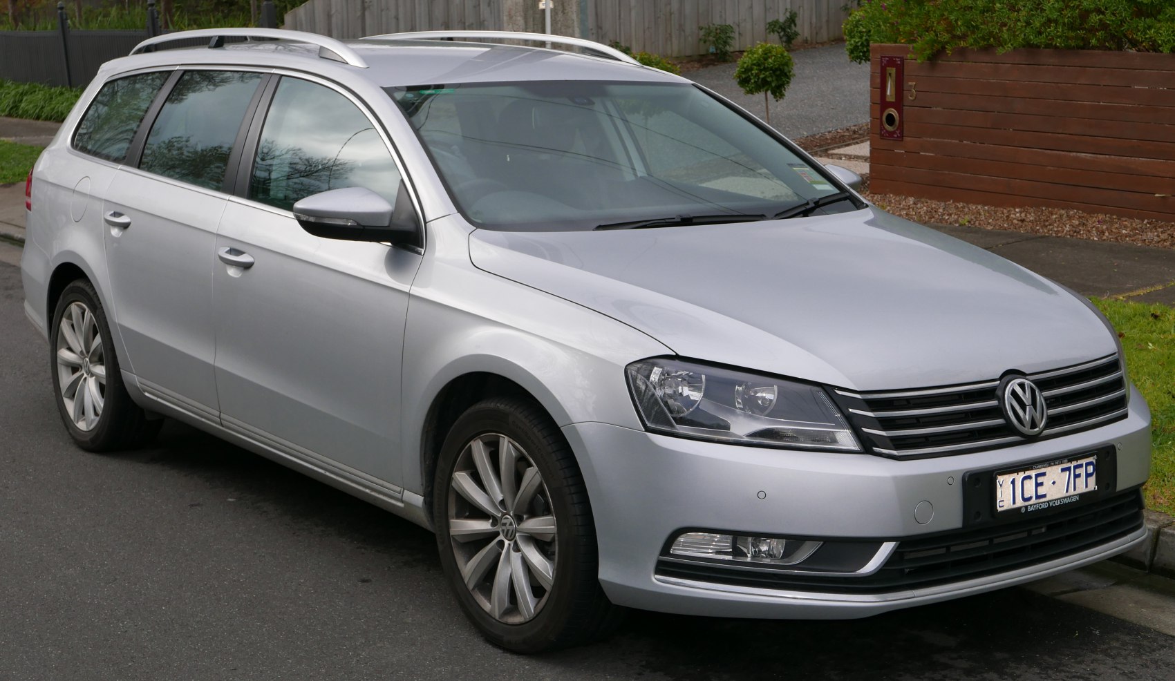 Silver station wagon with front-side view and alloy wheels