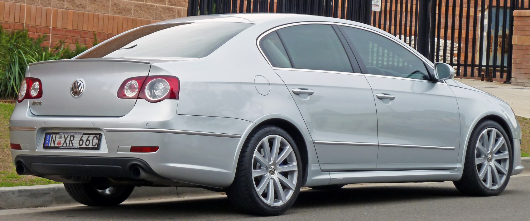Rear and side profile with taillights and alloy wheels