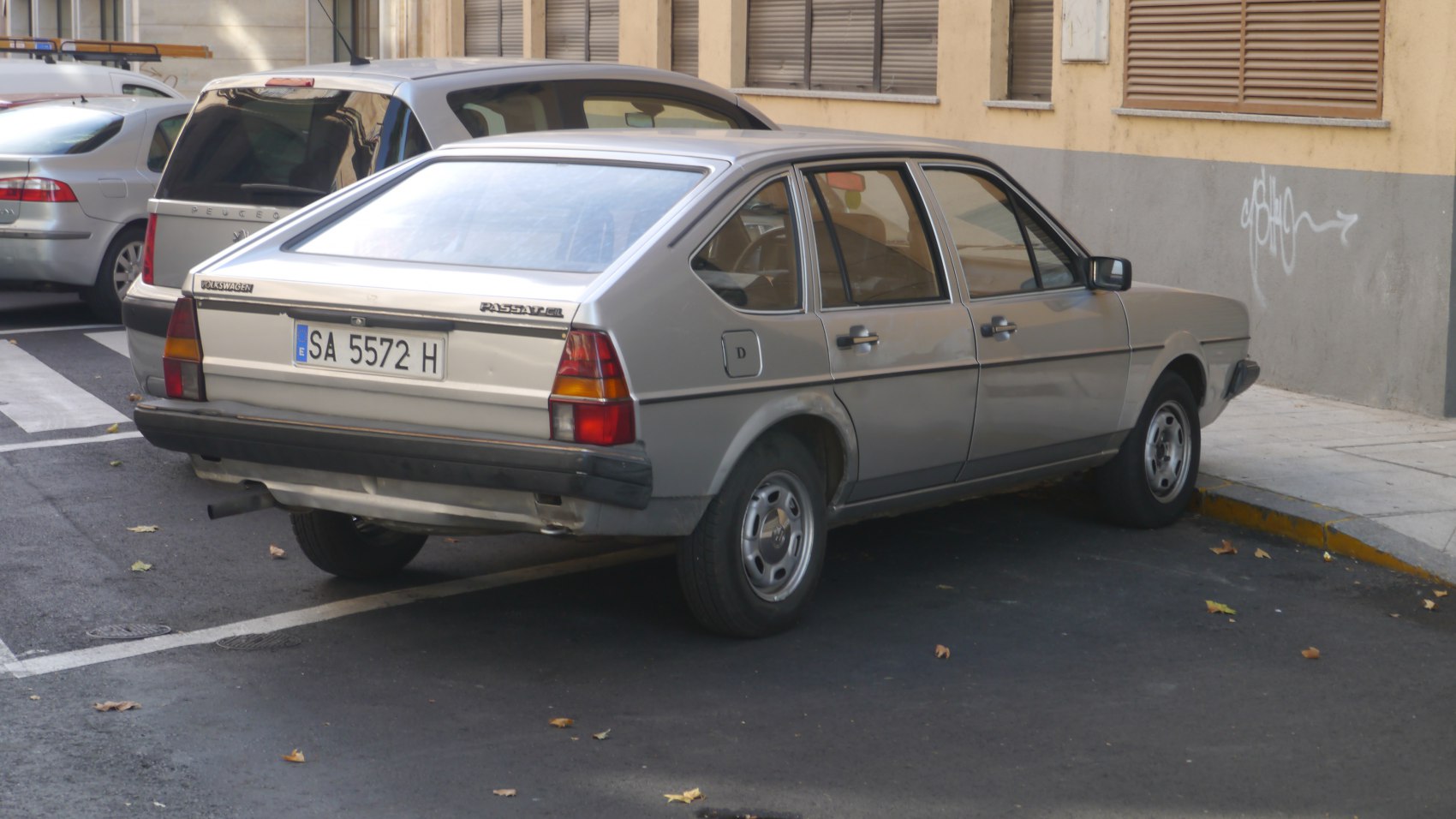 Angular rear hatchback with four doors and classic 1980s styling