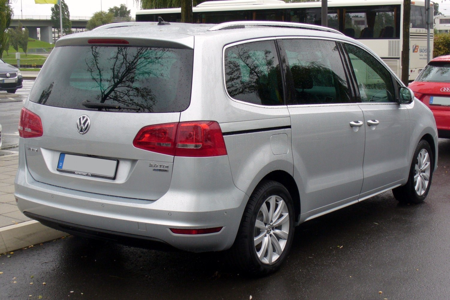 Silver minivan rear with 2.0 TDI badge and tail lights