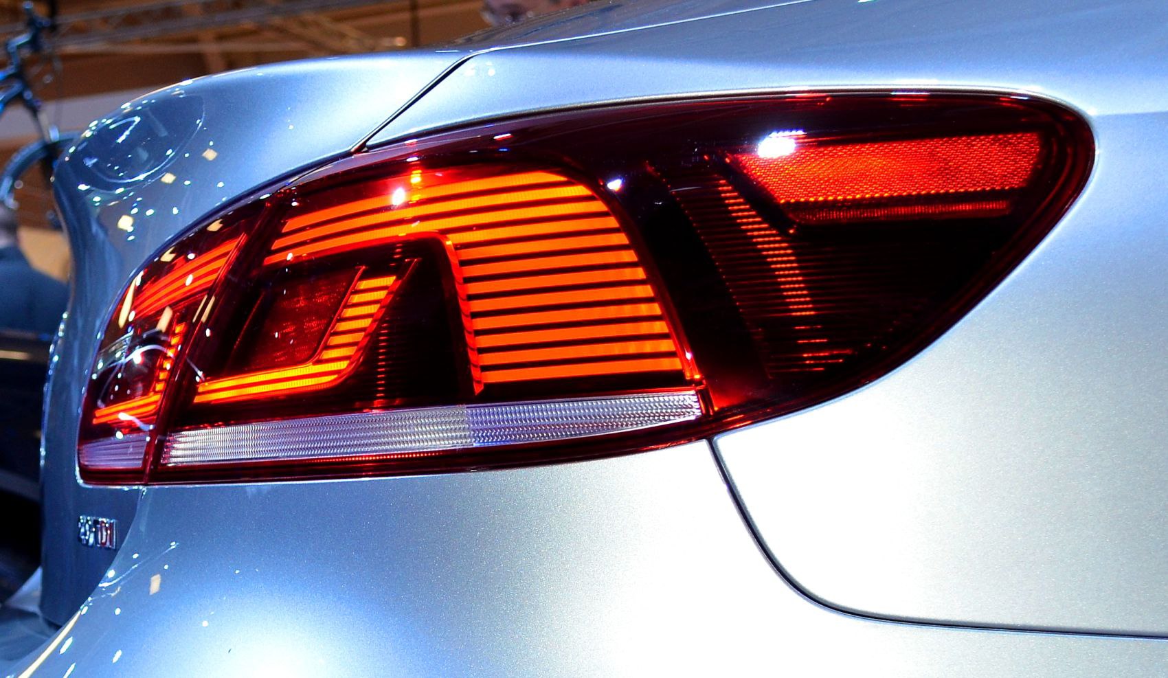 LED tail light design with red and clear sections