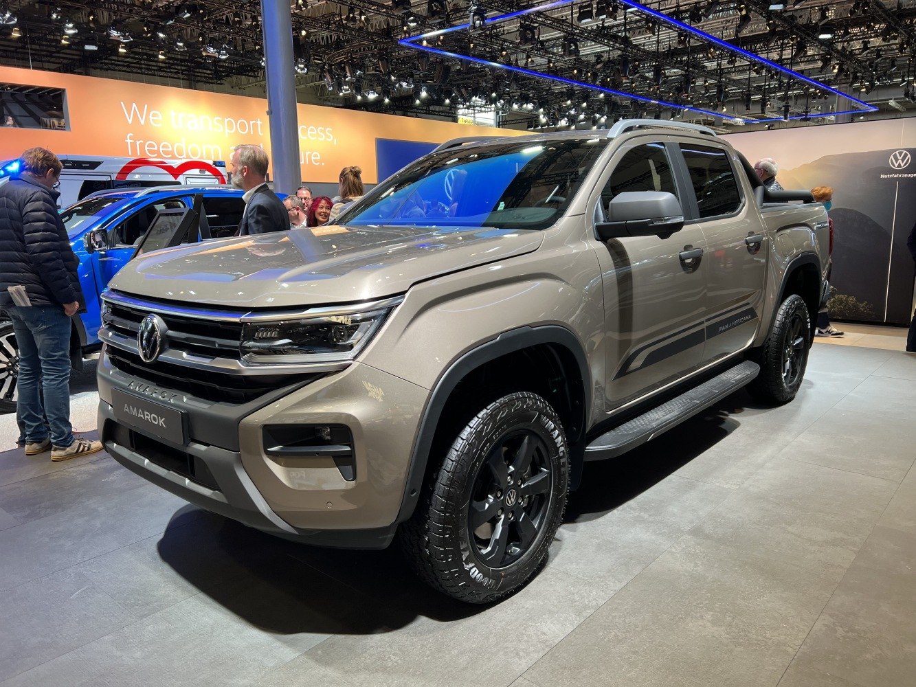 Modern pickup truck showcasing LED headlights and rugged off-road tires