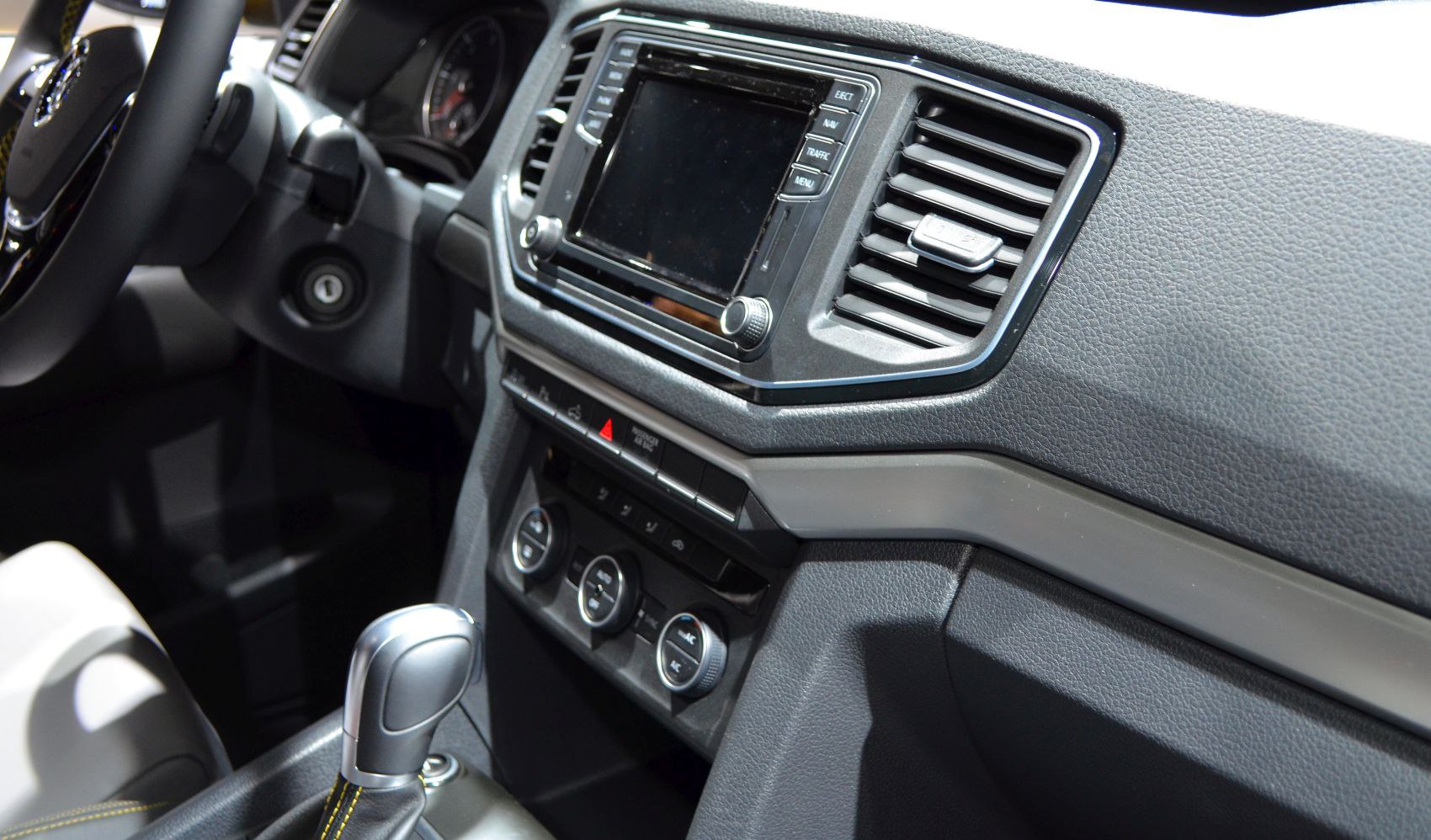 Dashboard and center console with infotainment and climate controls
