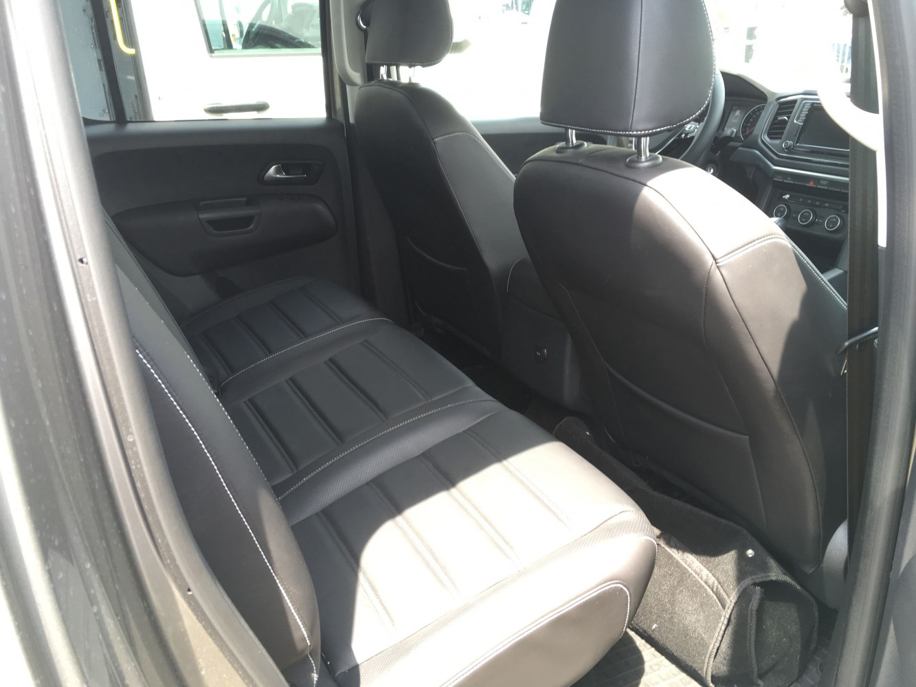 Black leather rear seats with spacious double cab interior