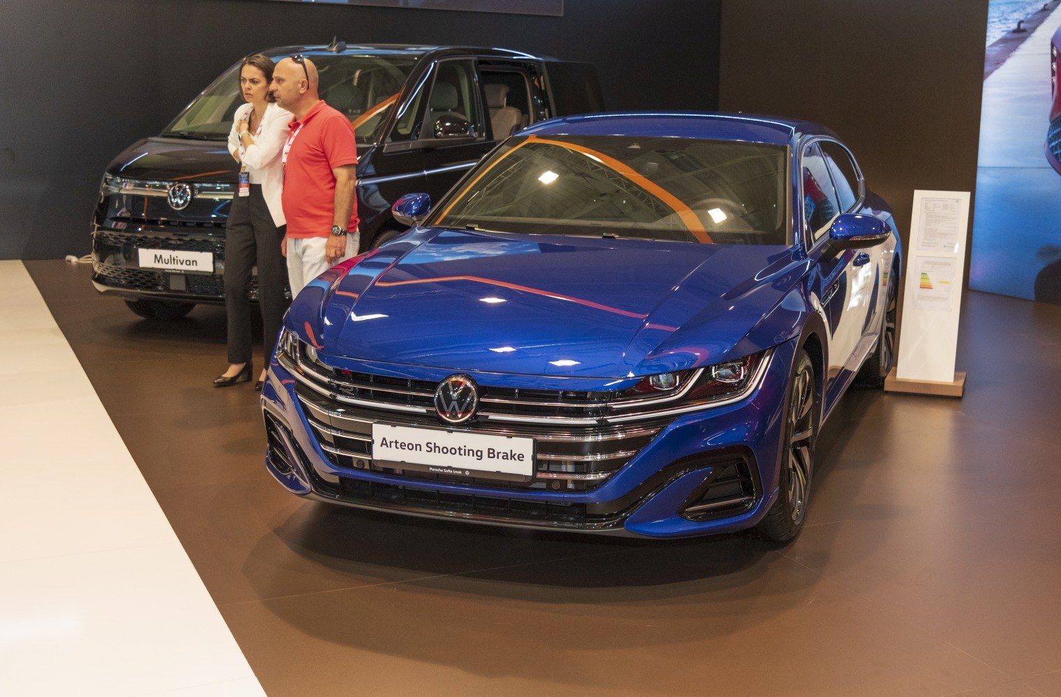Blue Volkswagen Arteon Shooting Brake front with grill and LED headlights