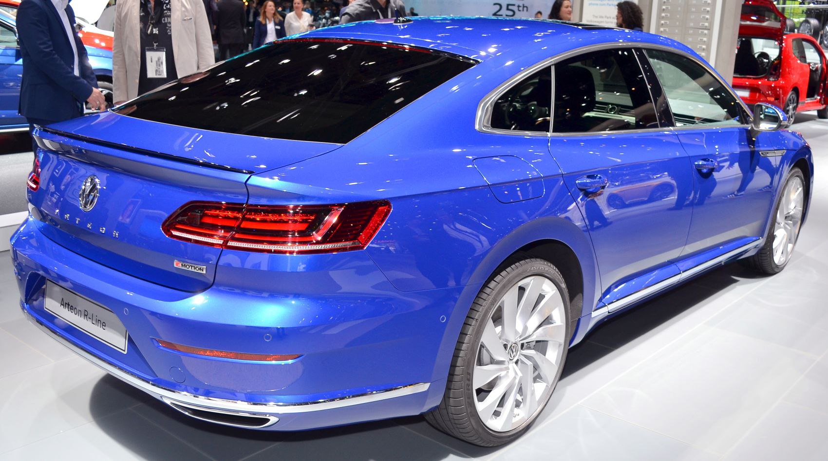 Blue Volkswagen Arteon R-Line rear quarter with sleek design and alloy wheels