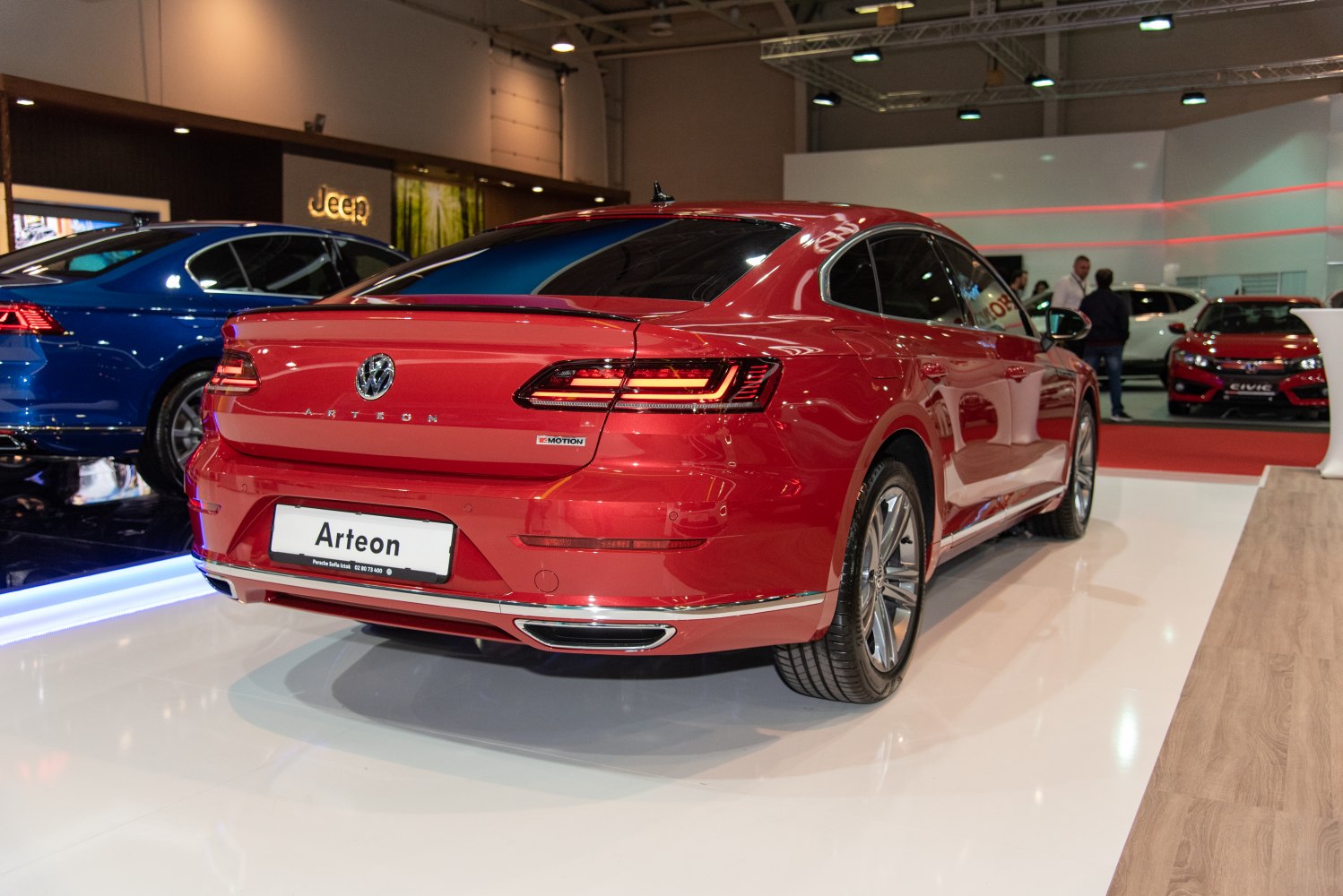 Rear view and LED tail lights of a modern sedan