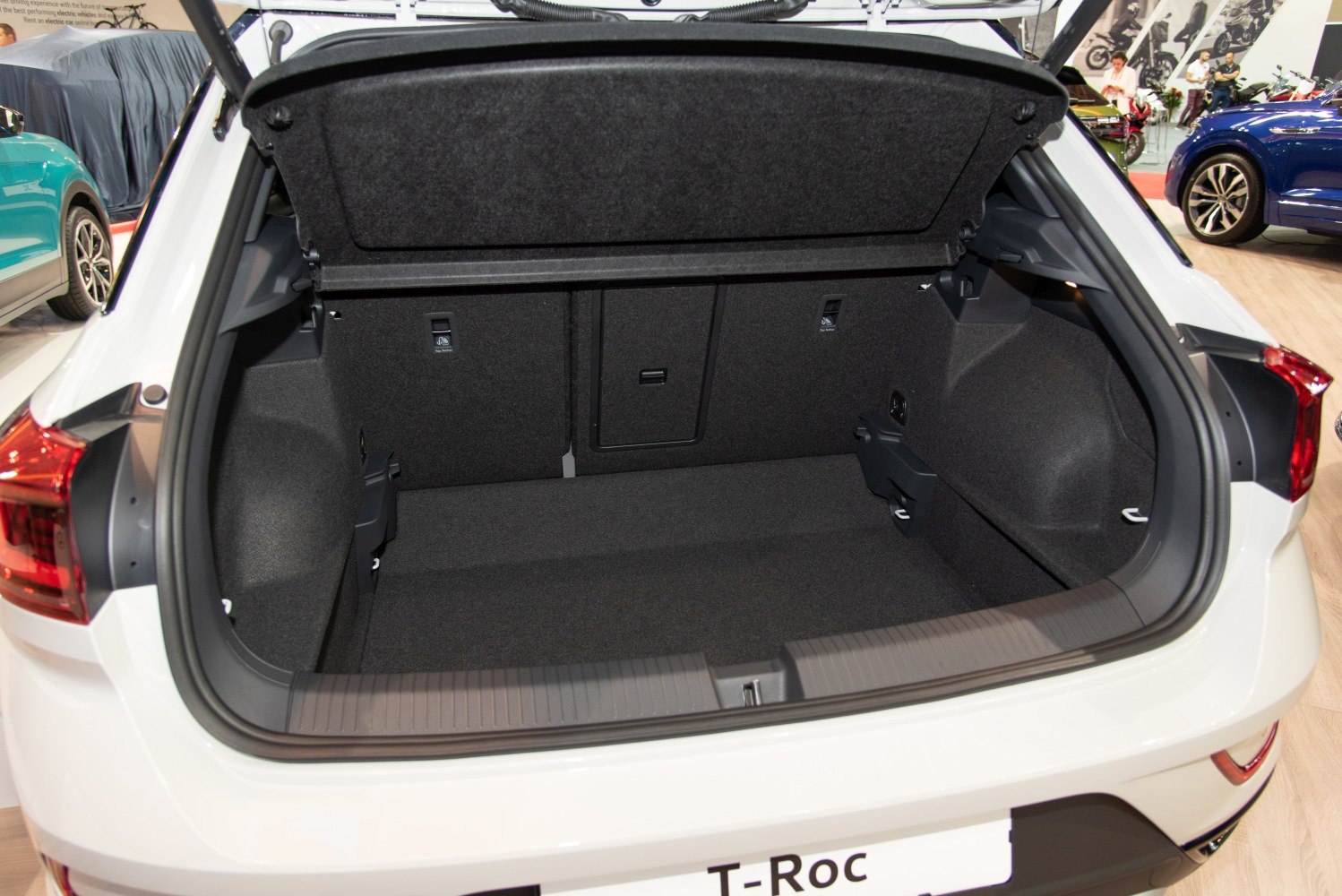 Spacious rear cargo trunk interior with foldable rear seats