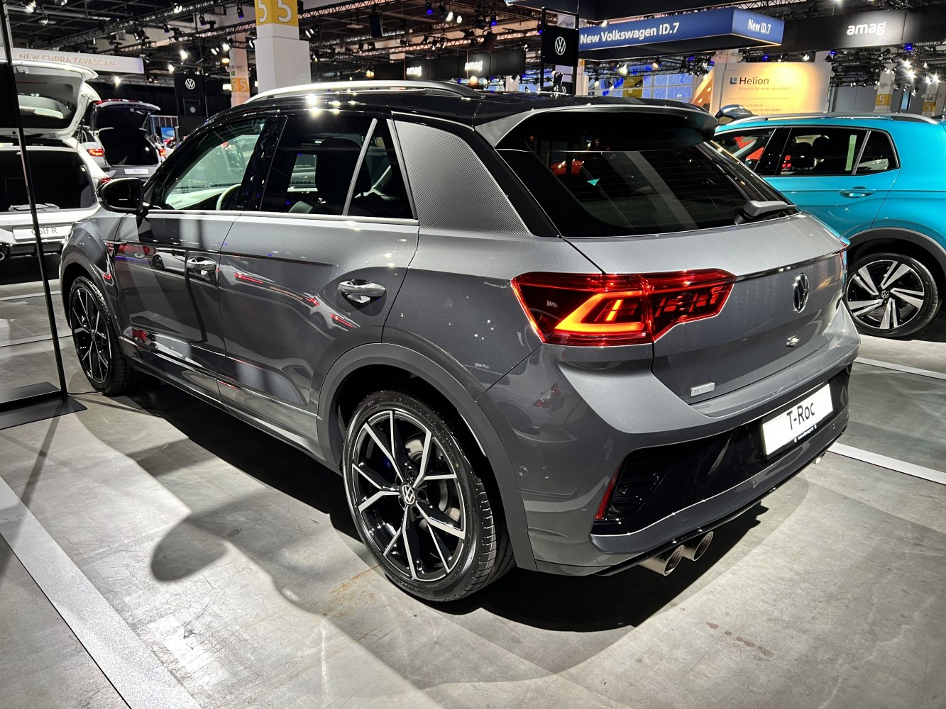 Rear view of compact SUV with LED taillights and alloy wheels