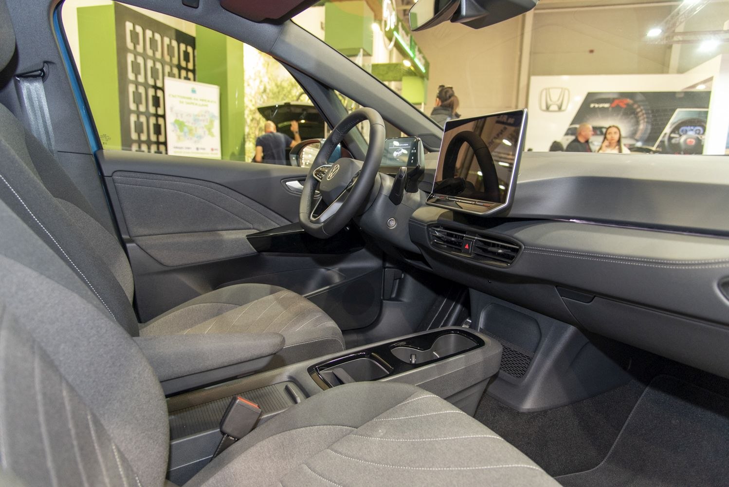 Modern interior with digital instrument cluster and central touchscreen