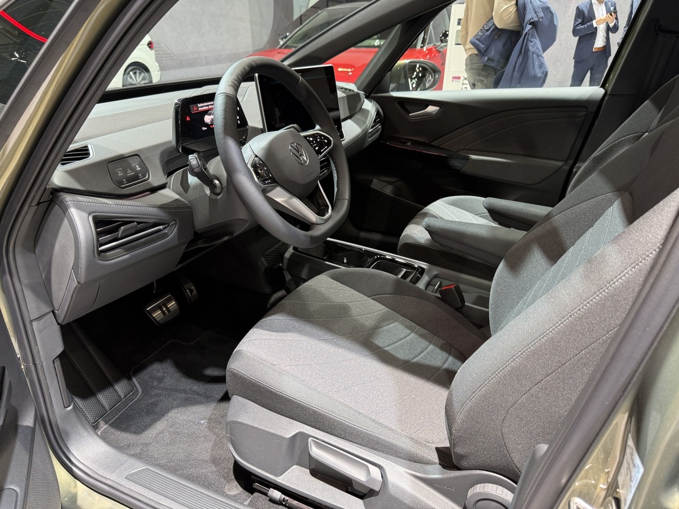 Modern car interior with digital instrument cluster and touchscreen display