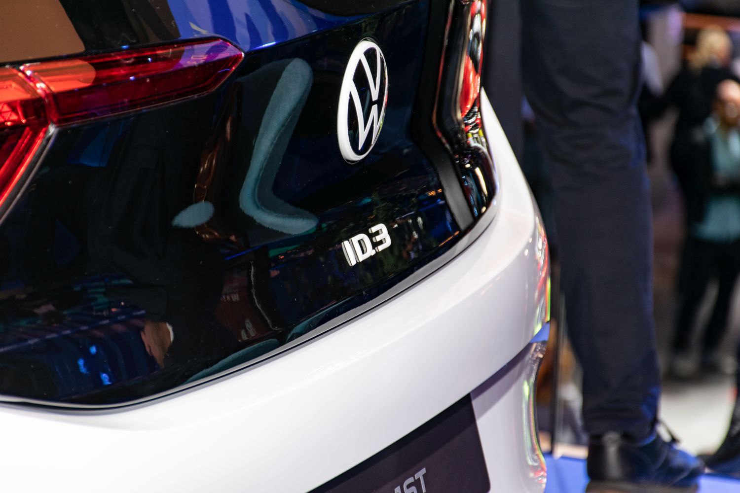 Rear badge and LED taillight close-up with glossy black trim