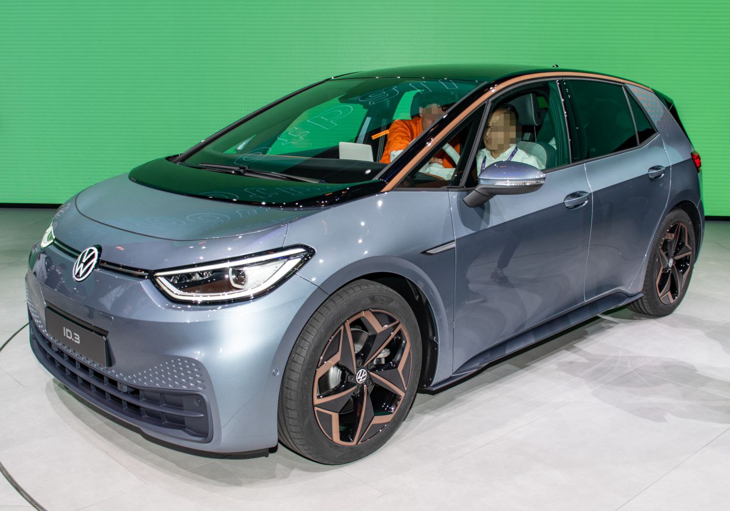 Front angle of hatchback with LED headlights and alloy wheels