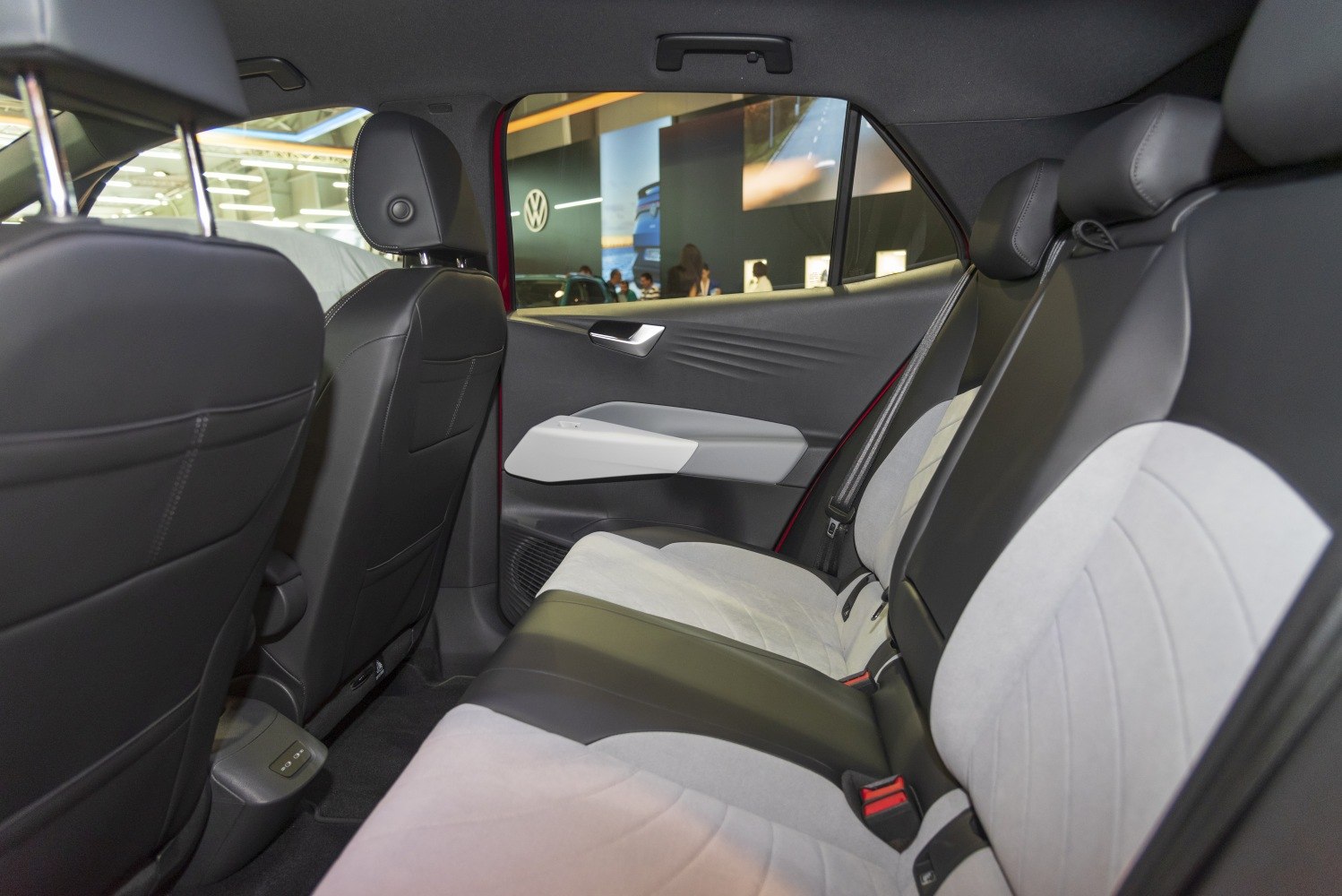 Rear seats with modern upholstery and door panel