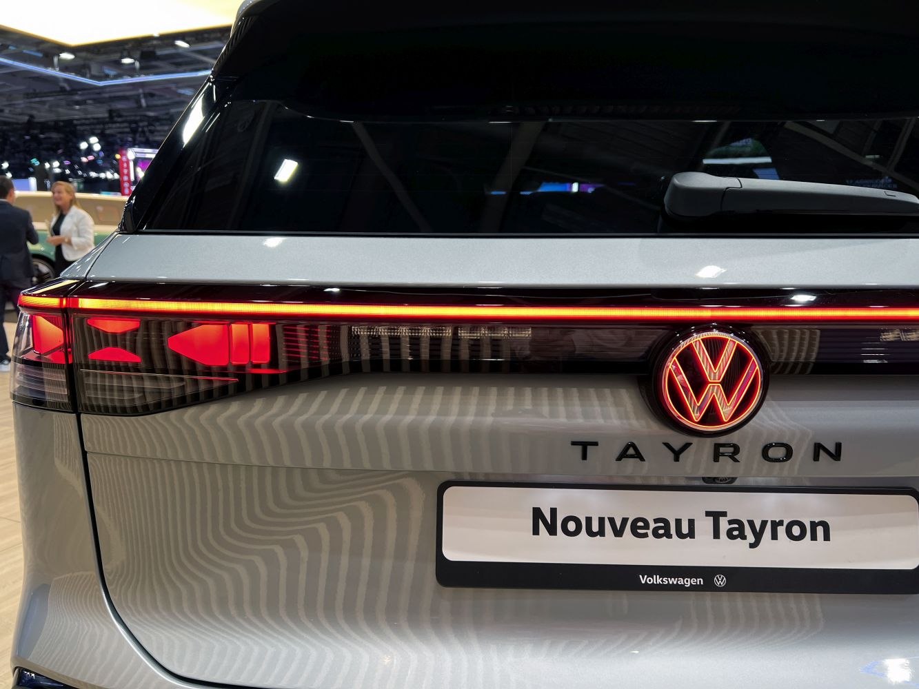Rear LED tail lights with illuminated VW badge and sleek taillight design