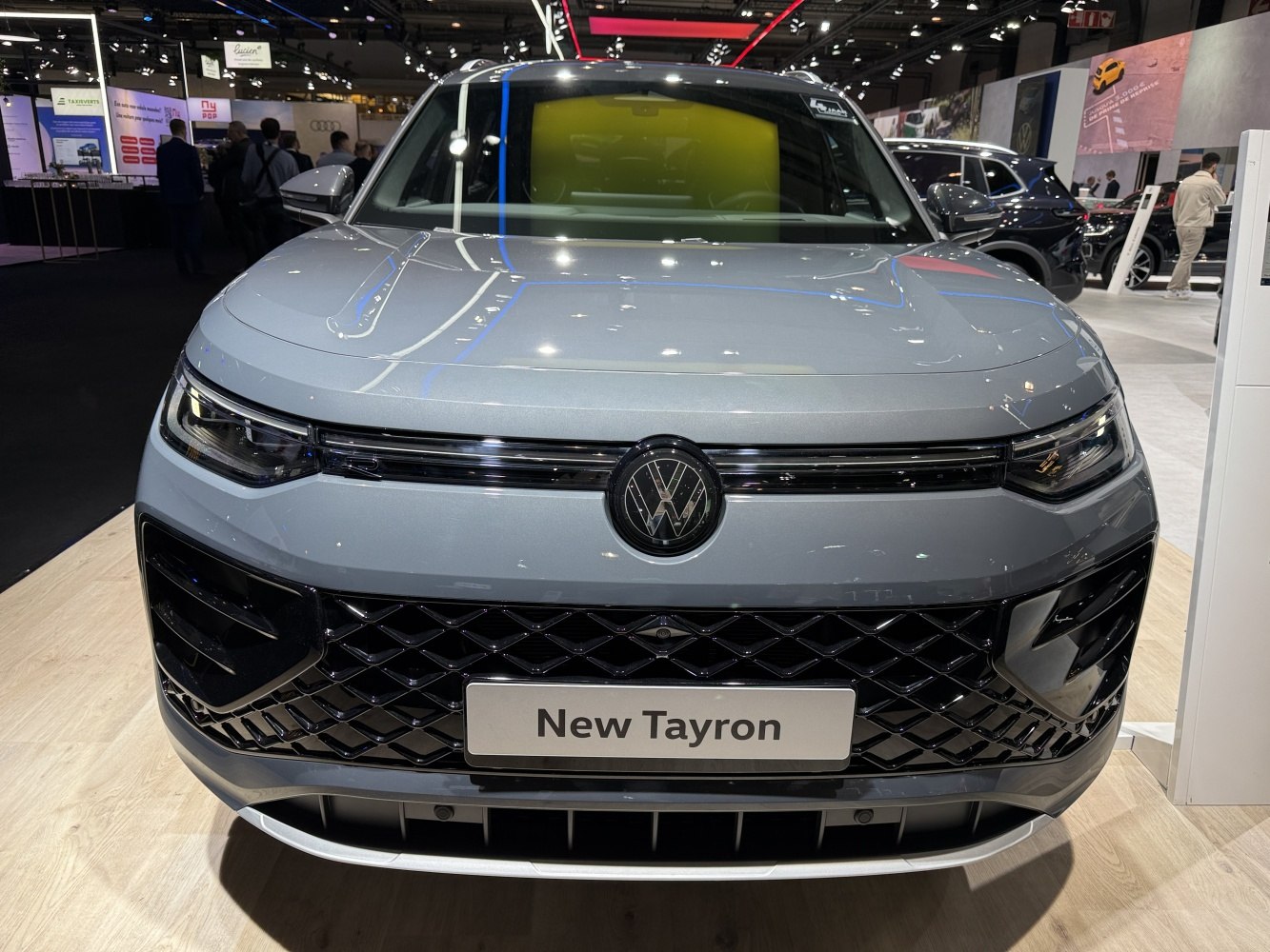 Front grille and LED headlights of modern vehicle