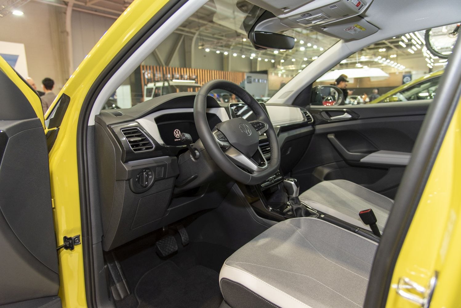 Dashboard and steering wheel of a modern compact SUV interior
