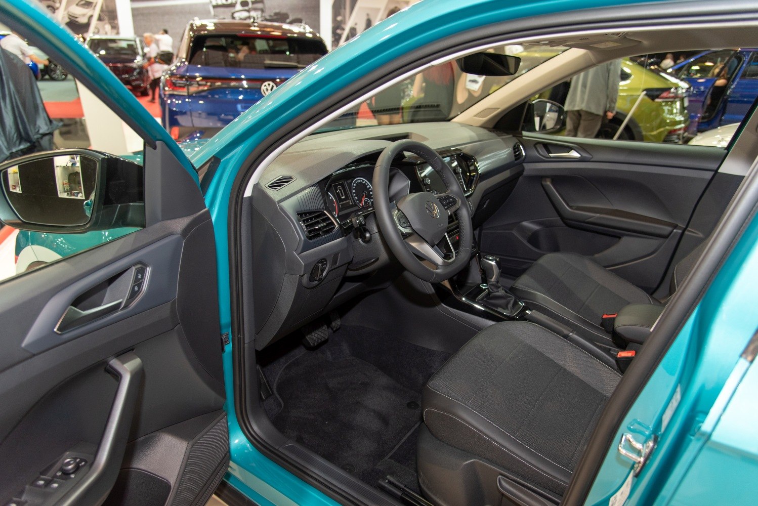 Modern car dashboard and front seats of compact crossover