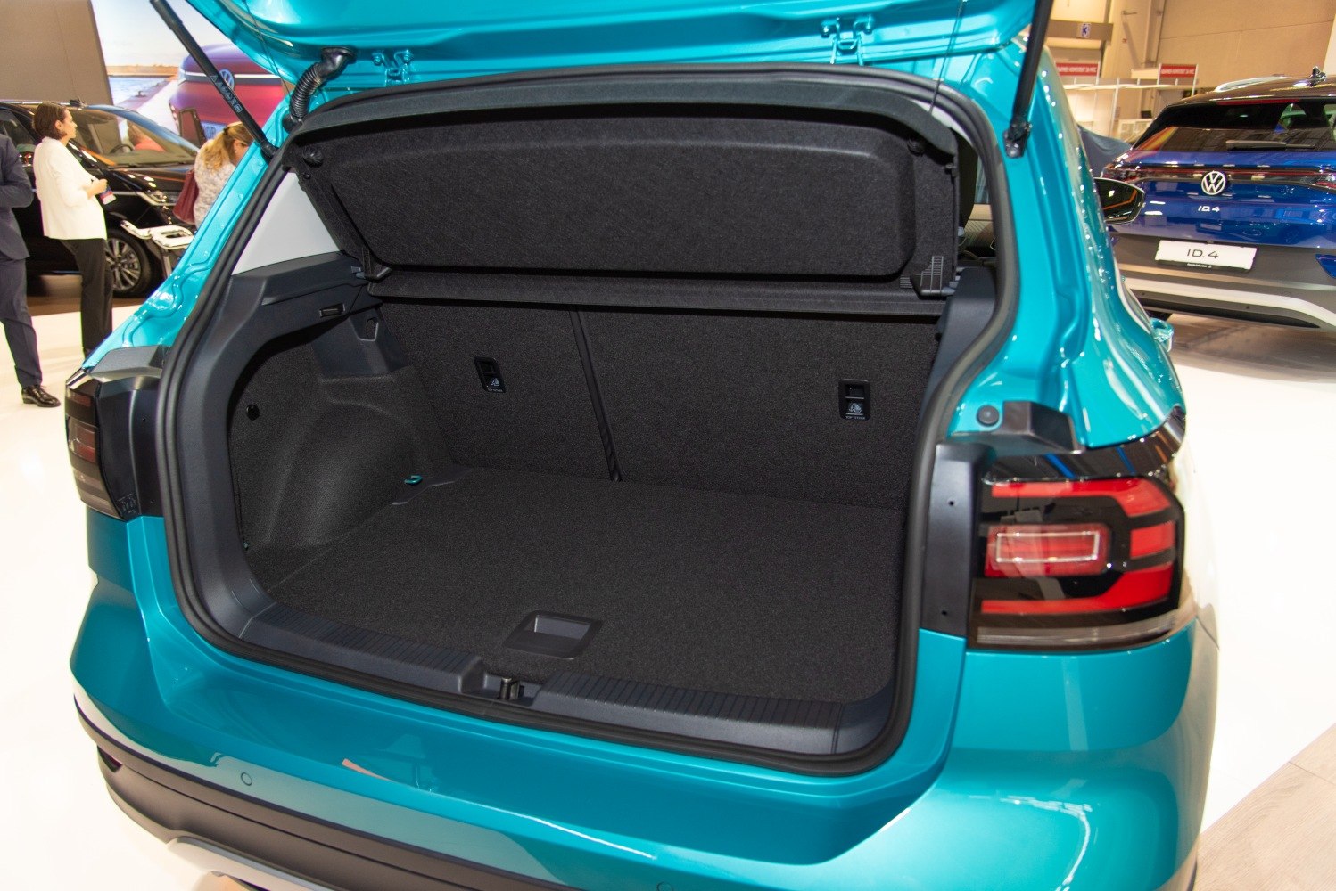 Open spacious trunk cargo area with black interior lining
