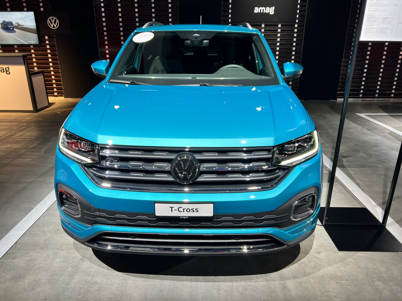 Compact SUV front with LED headlights and chrome grille