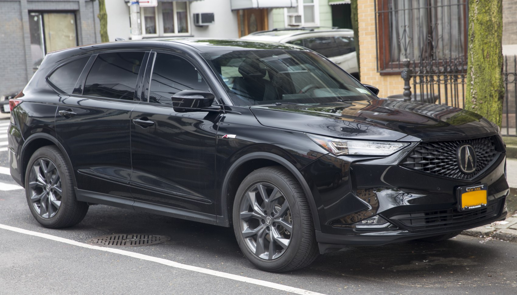 Black SUV with sporty alloy wheels and sleek design