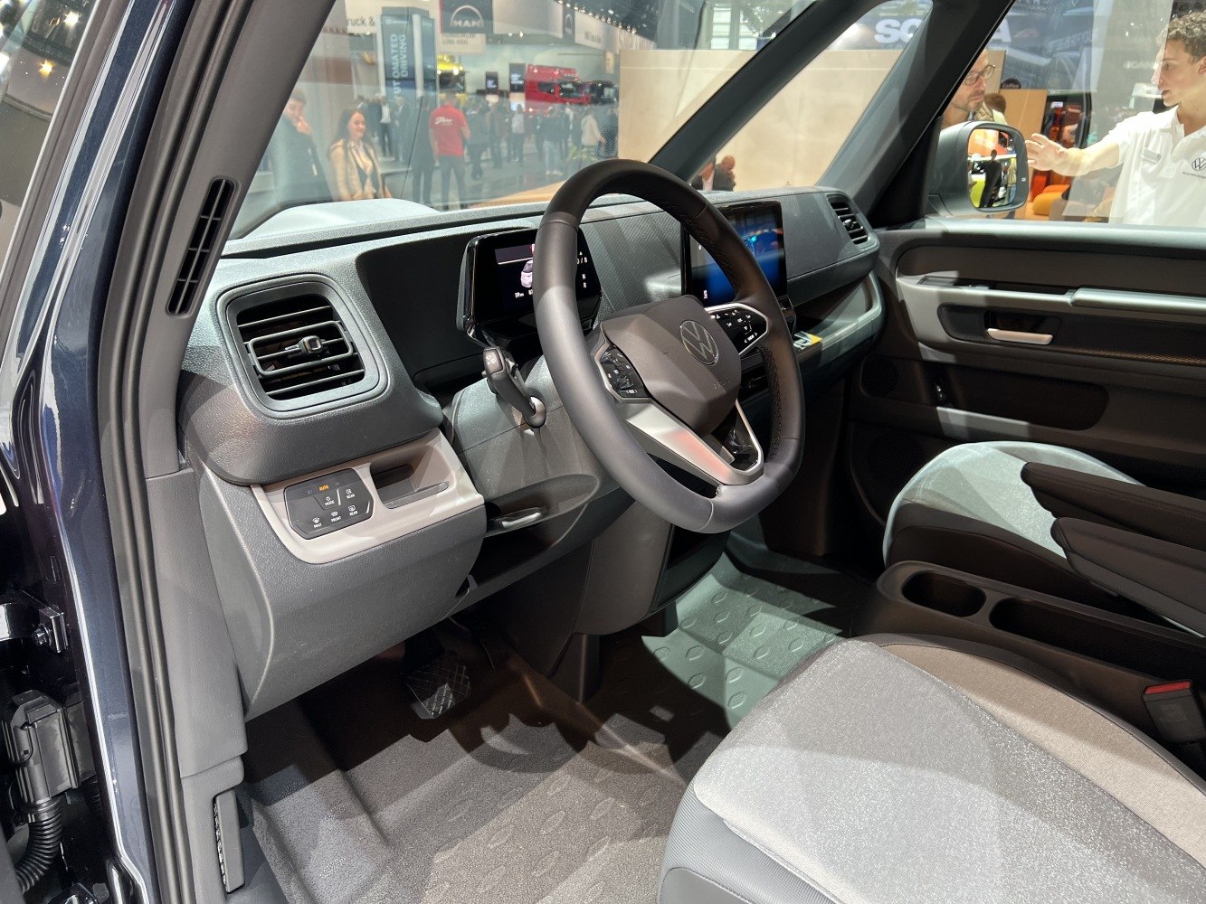 Digital dashboard and multifunction steering wheel inside a modern vehicle