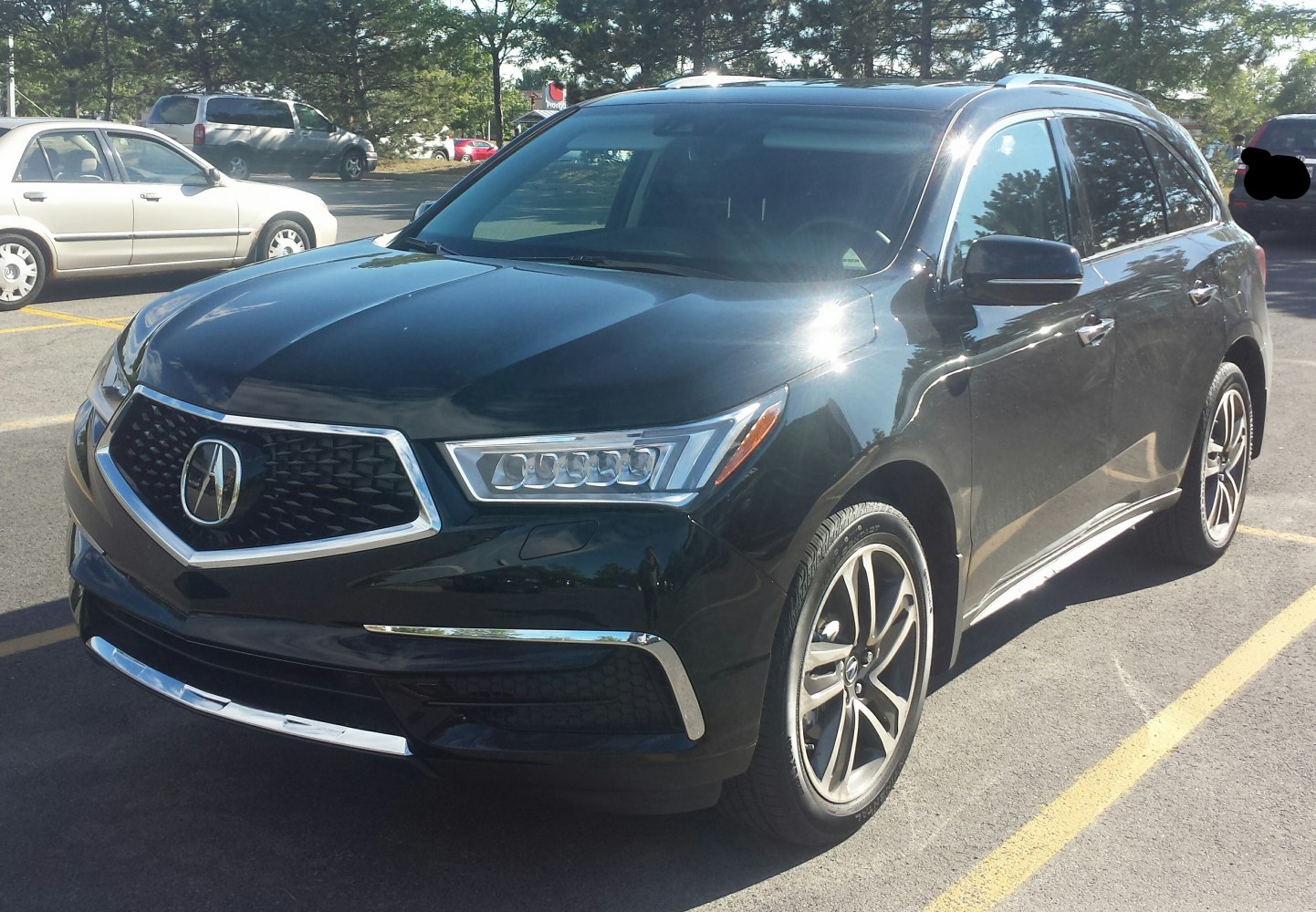 Front grille and LED headlights of a modern SUV