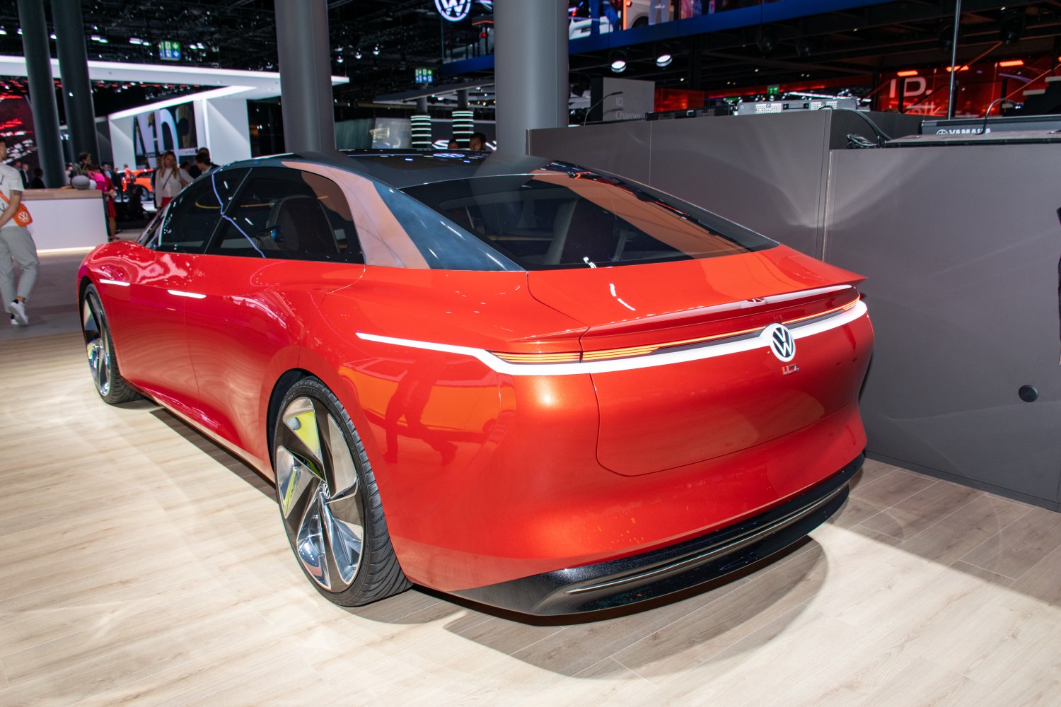 Sleek rear design with continuous LED taillight strip and large modern wheels