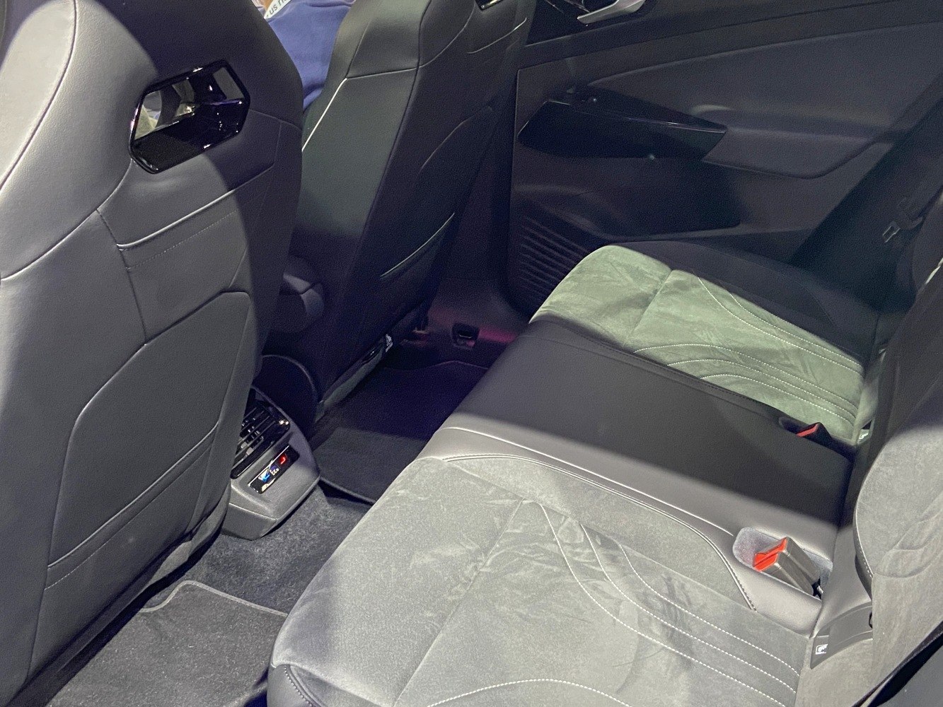 Rear seat interior with spacious legroom and premium upholstery