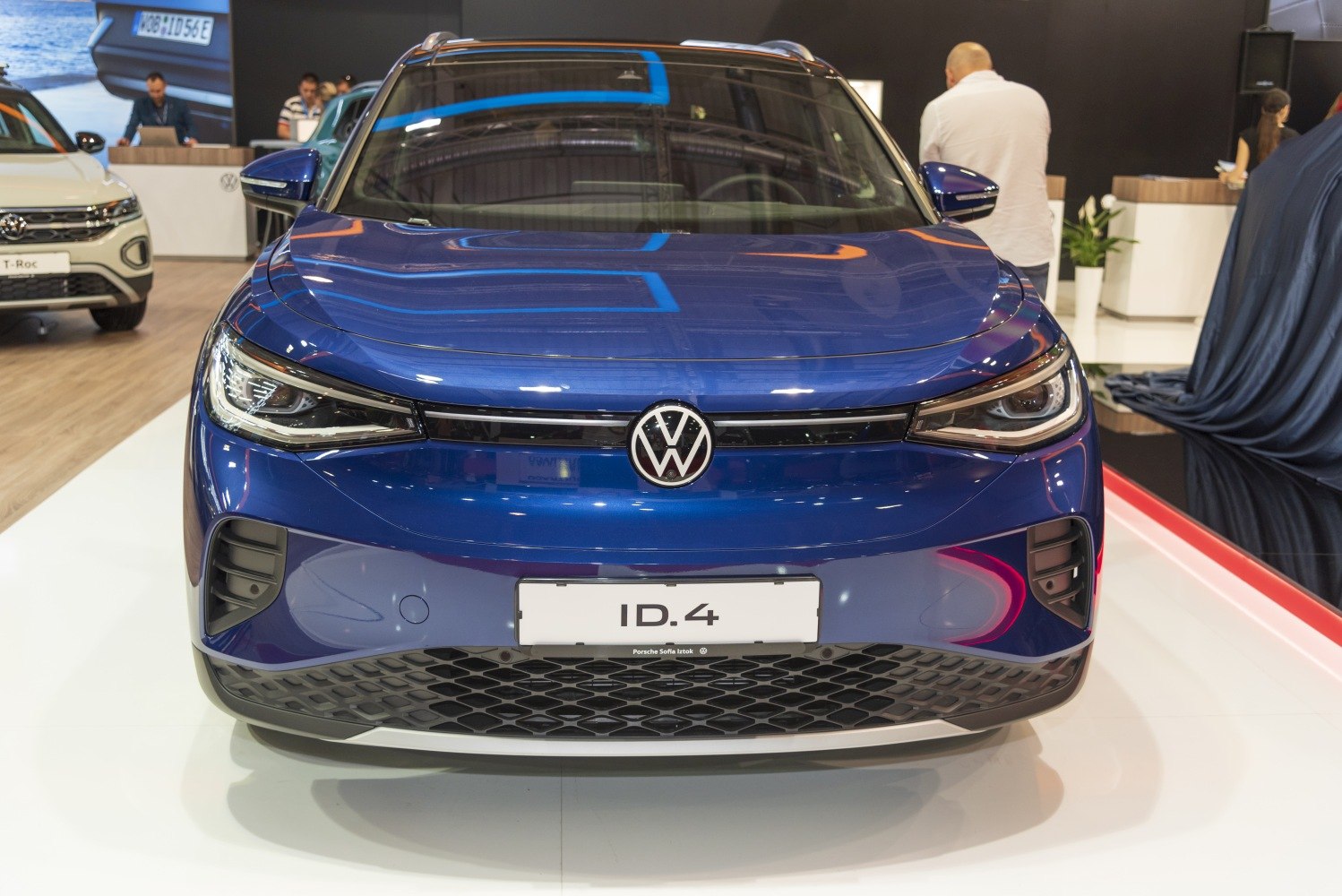 Front view with LED headlights and sleek grille