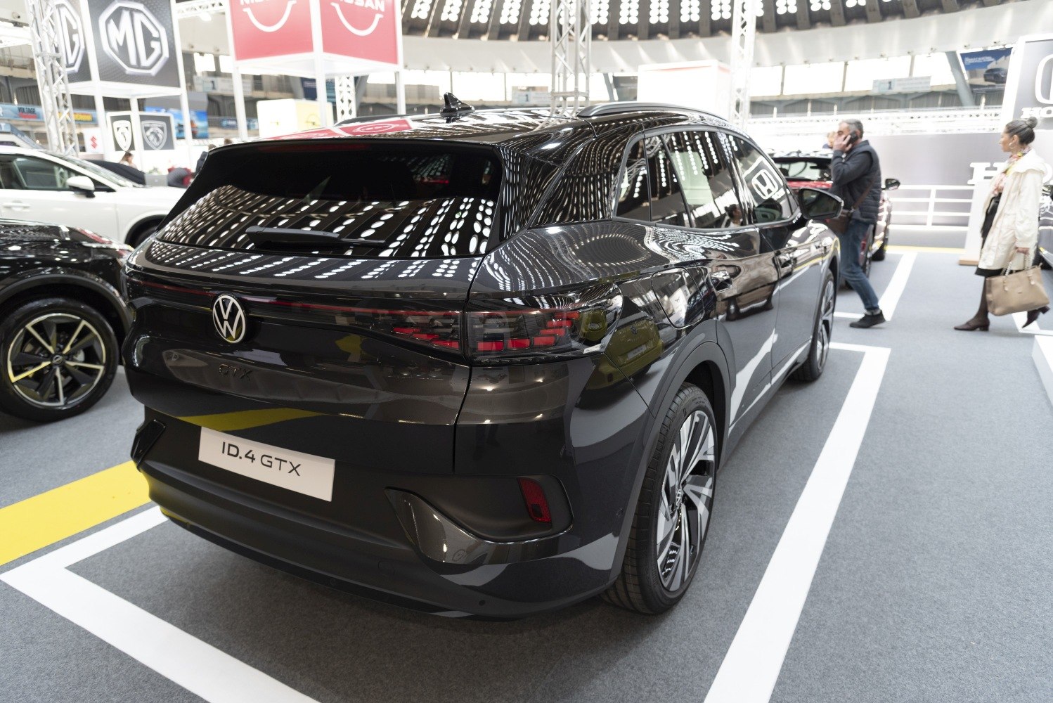 Rear view showing sleek taillights and design features