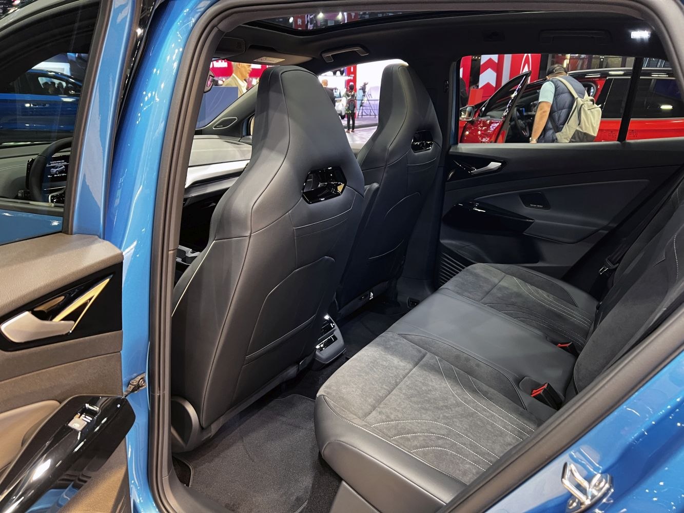 Rear seat and door panel interior with modern design and materials