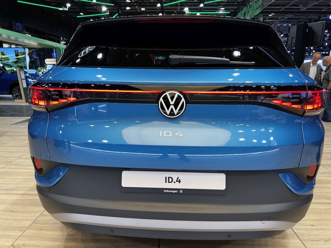 Rear view of electric SUV with LED taillights and emblem
