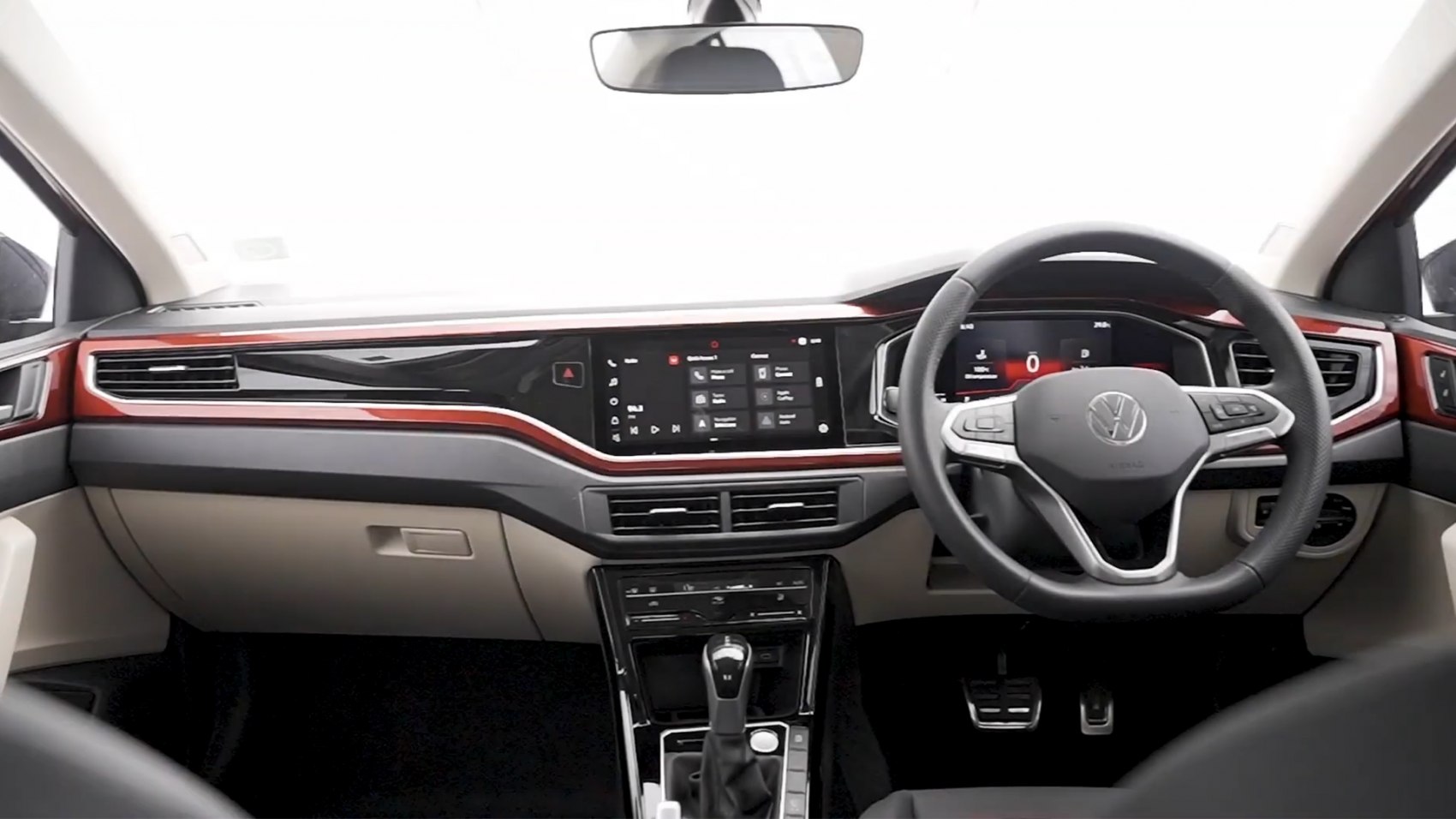 Digital dashboard and multifunction steering wheel in modern car interior