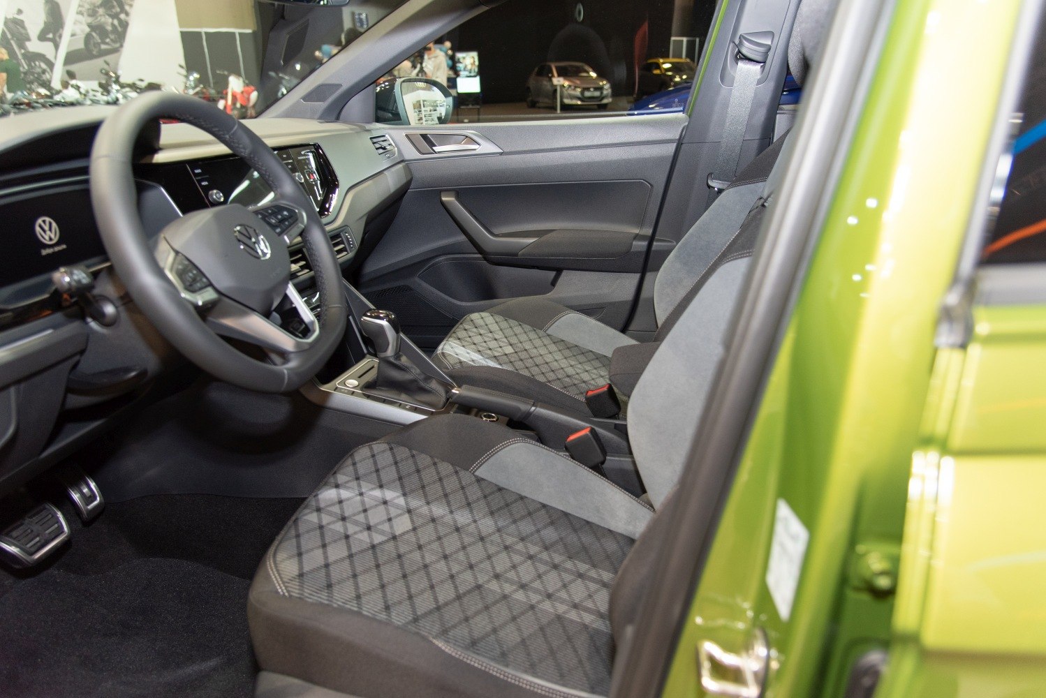 Modern car interior with ergonomic seats and digital dashboard