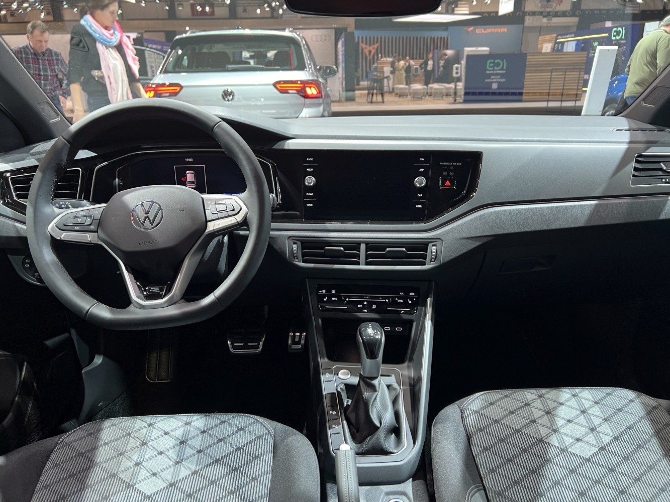 Modern dashboard with digital display and multifunction steering wheel