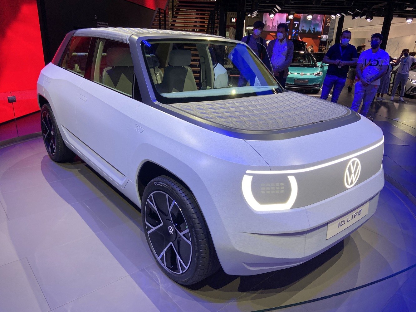 Electric SUV concept with digital headlights and minimalist design.