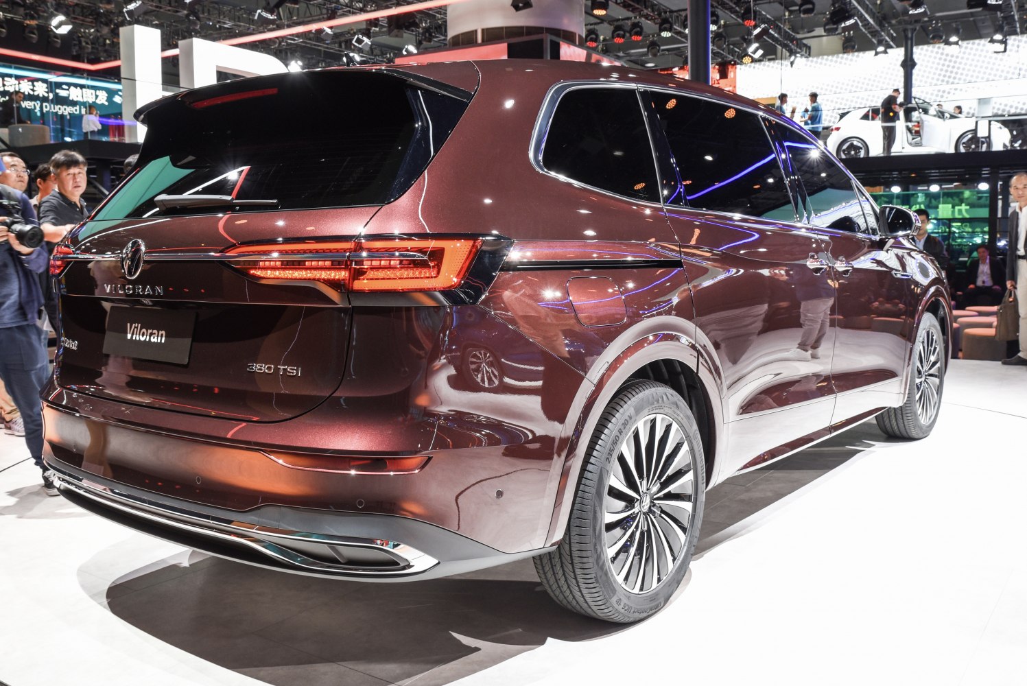 Sharp LED tail lights and stylish alloy wheels on SUV rear.