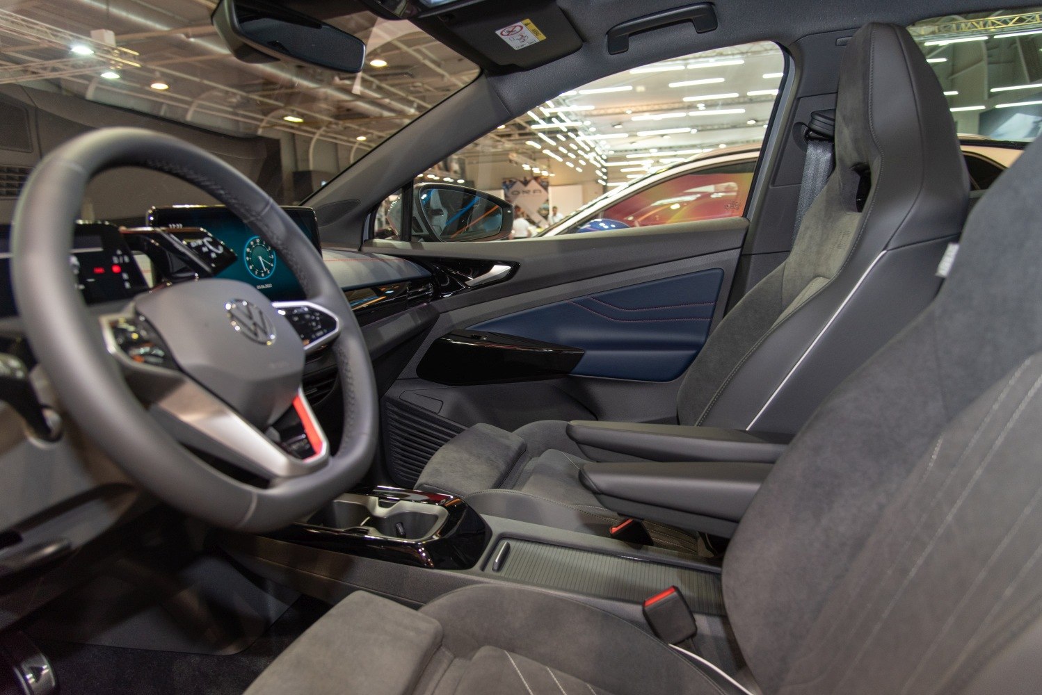 Modern interior with digital dashboard and ergonomic seats