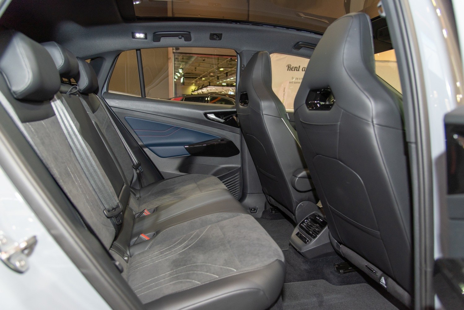 Rear seat design with black upholstery and spacious legroom