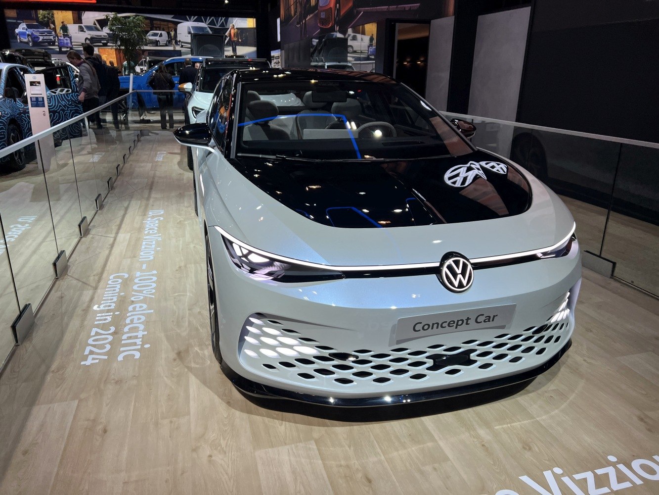 Sleek electric concept with aerodynamic front and sharp LED headlights