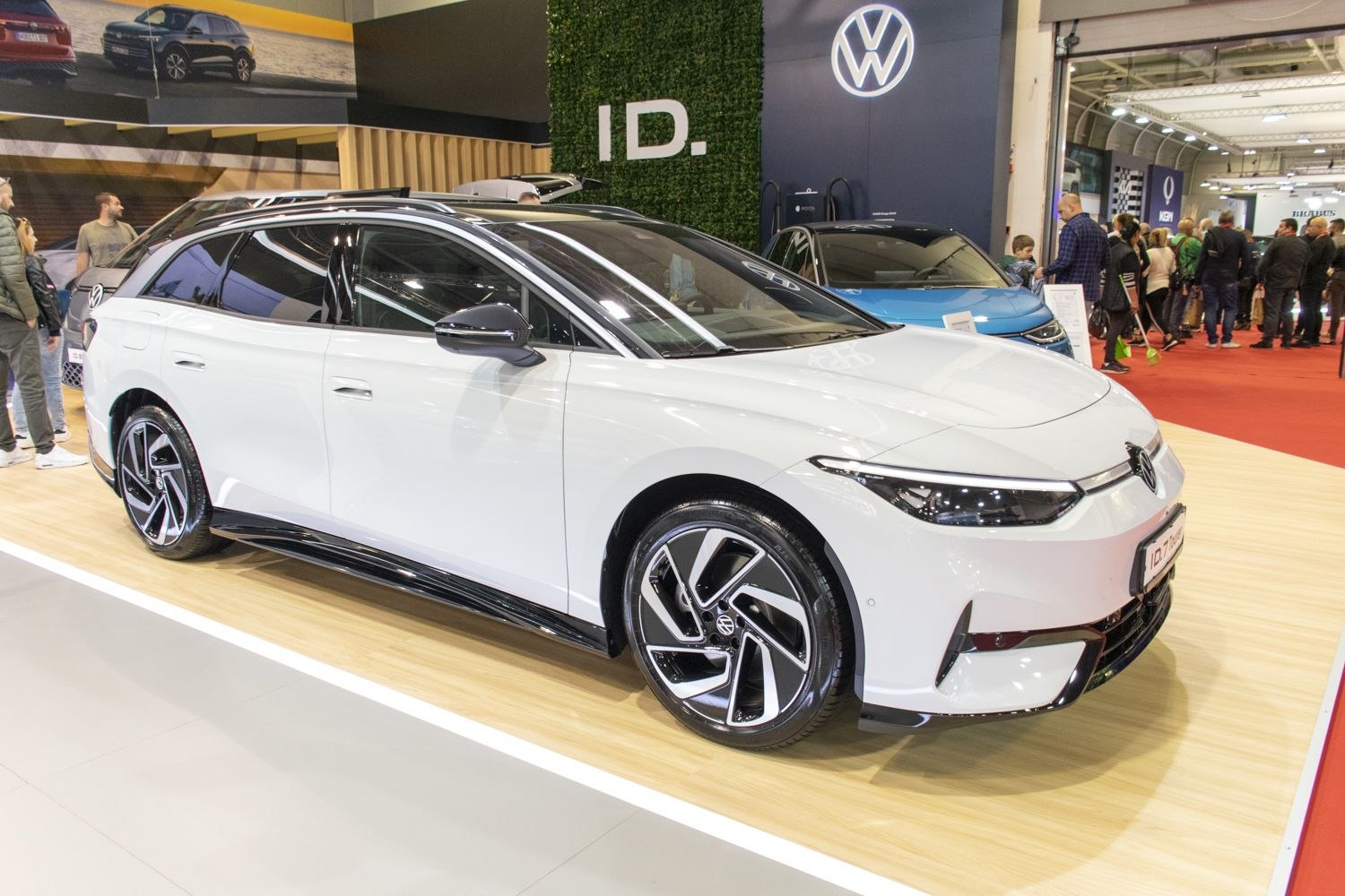 Electric wagon with sleek aerodynamic design and LED headlights