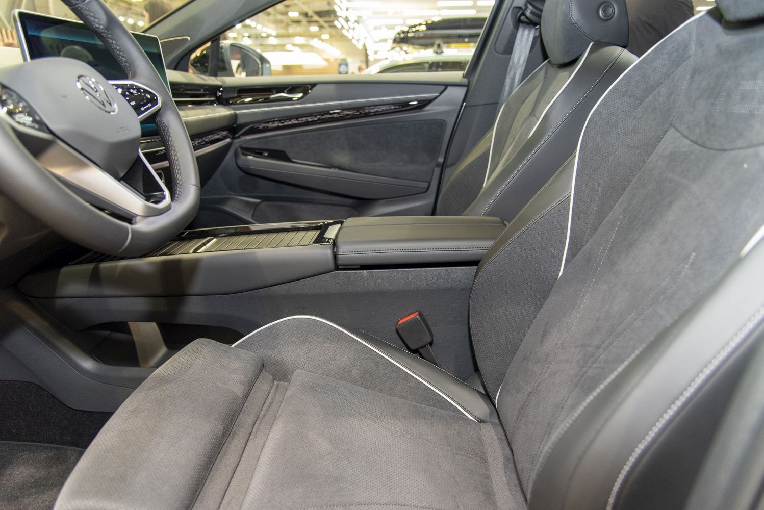 Modern car interior with sleek dashboard and comfortable seats