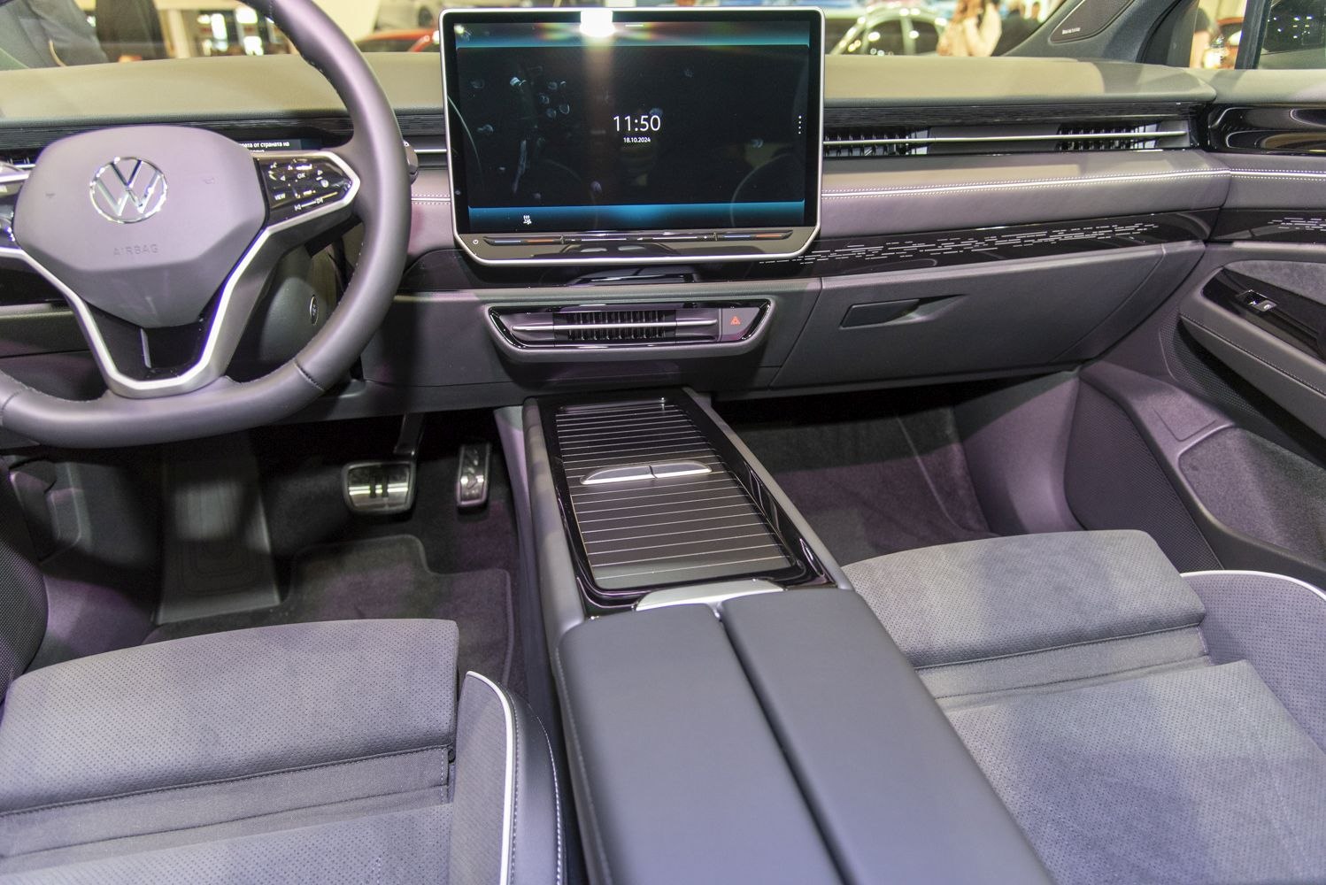 Digital dashboard and large touchscreen in modern car interior
