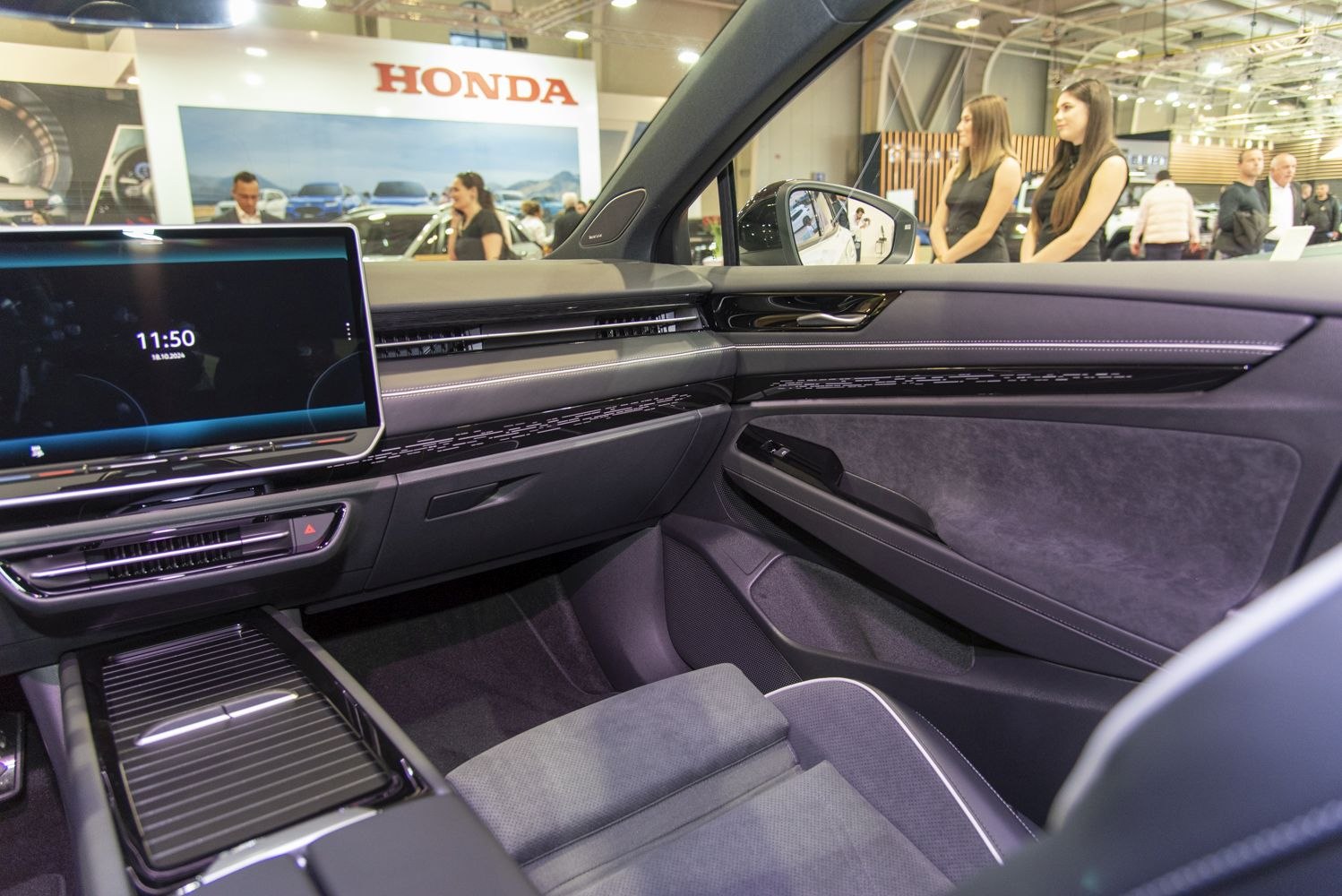 Digital dashboard and touchscreen display in a modern car interior