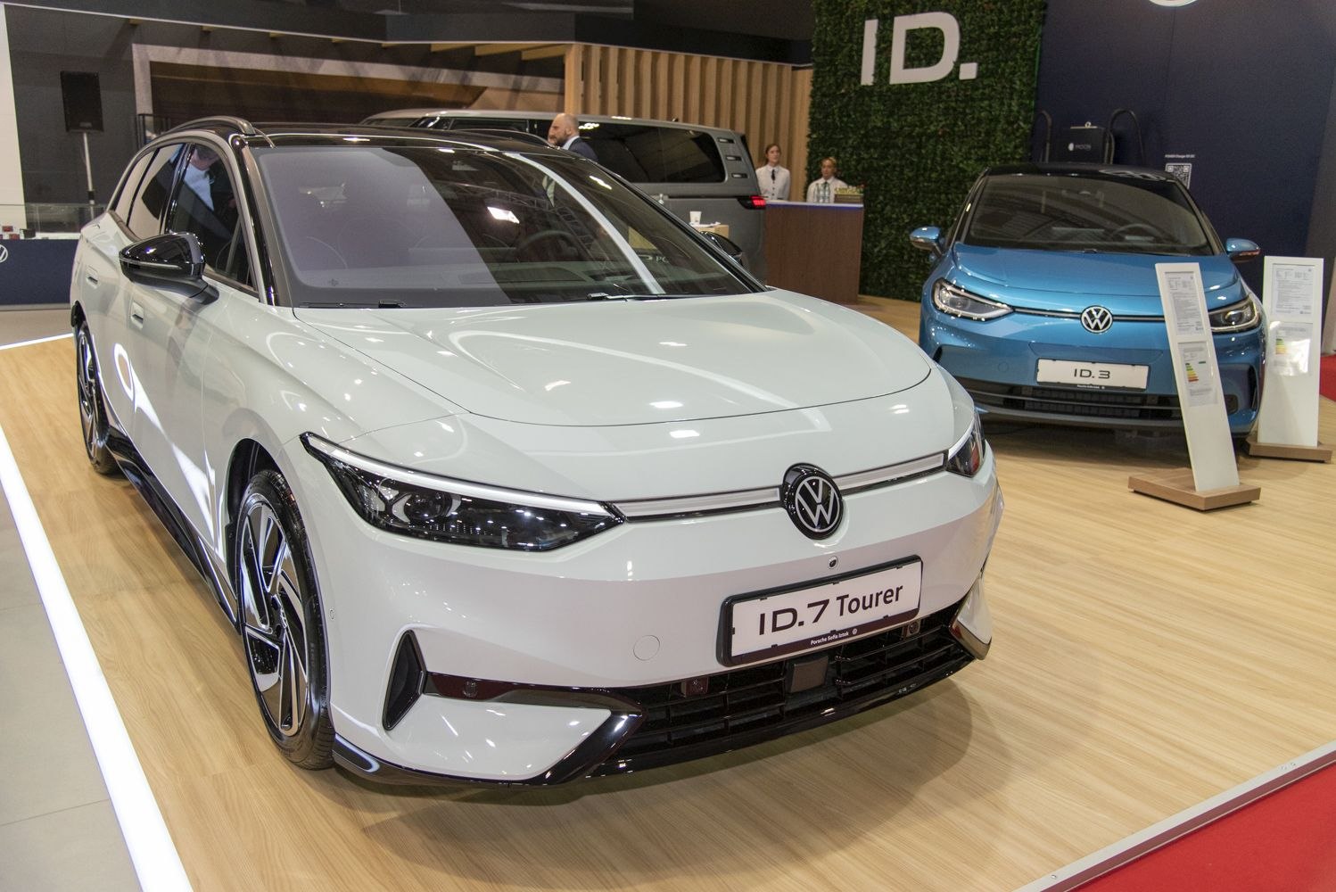 Front view showing sleek LED headlights and aerodynamic design.