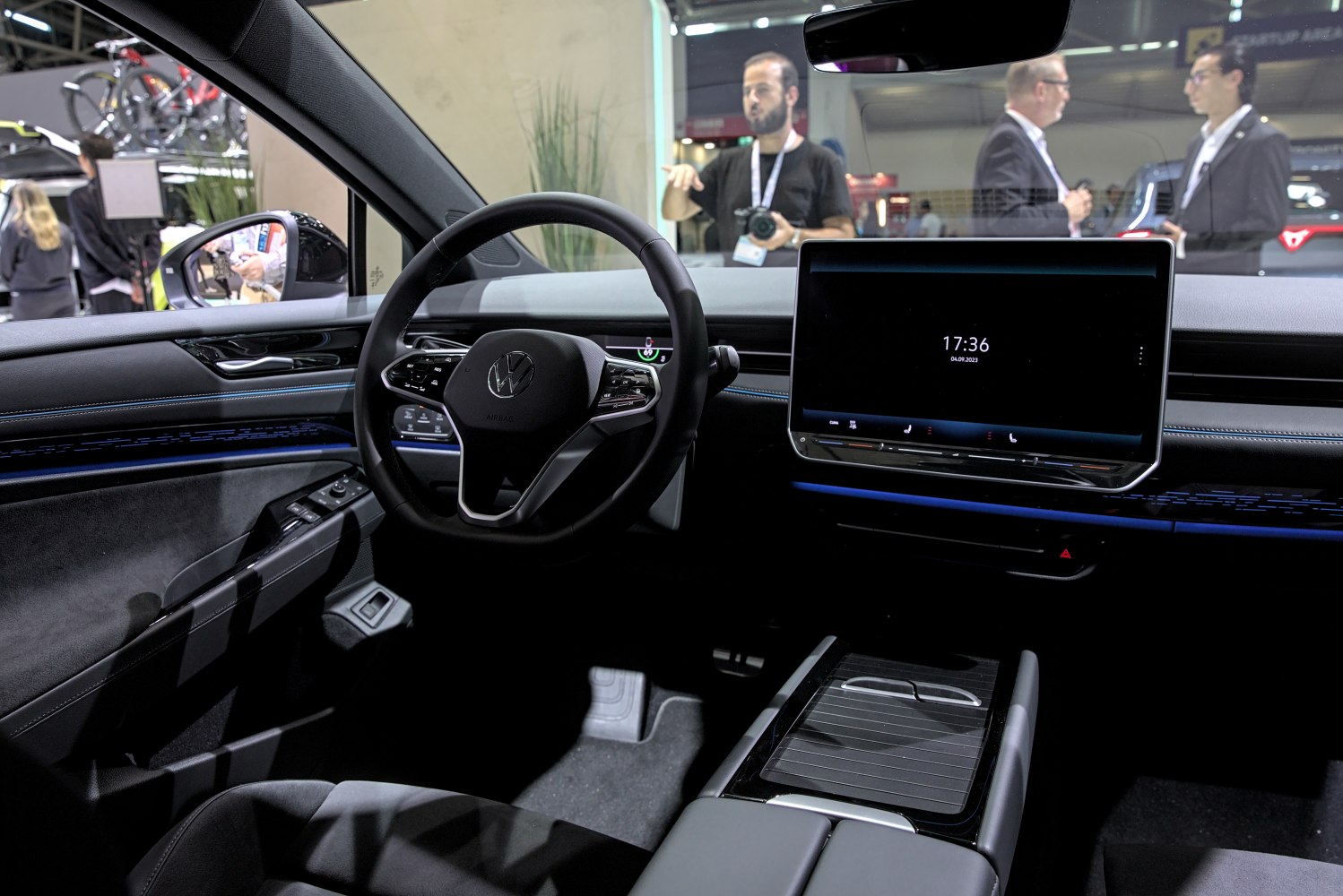 Digital dashboard and large touchscreen console with ambient lighting